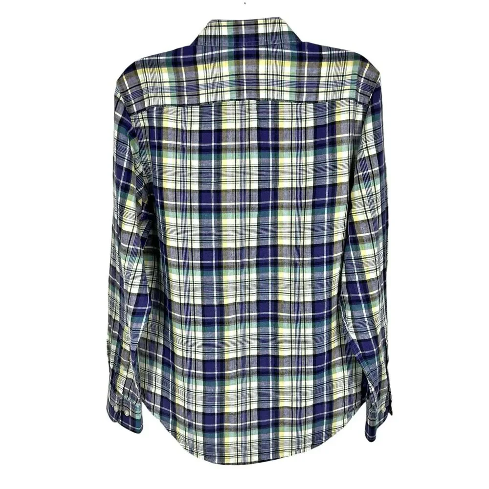 Banana Republic Purple Plaid Linen Blend Long Sleeve Button Shirt Men’s Medium